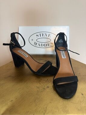 Steve Madden Black Velvet Block Heels